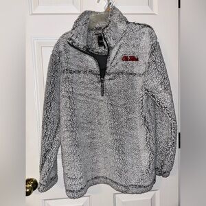 Boxercraft Ole Miss Gray Sherpa Quarter-Zip Pullover size medium